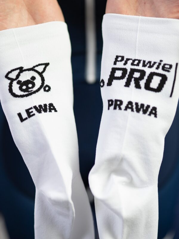 Skarpetki kolarskie, do biegania Prawie.PRO 200W Białe Lewa + Prawa