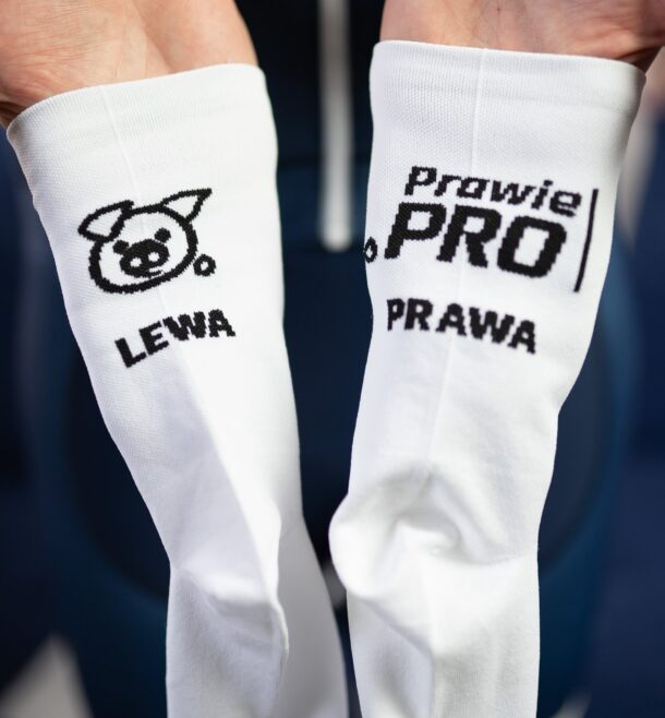 Skarpetki kolarskie, do biegania Prawie.PRO 200W Białe Lewa + Prawa