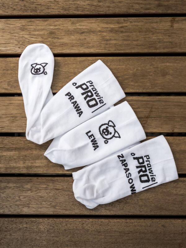 3 Skarpetki kolarskie, do biegania Prawie.PRO 200W Białe Lewa + Prawa + Zapasowa