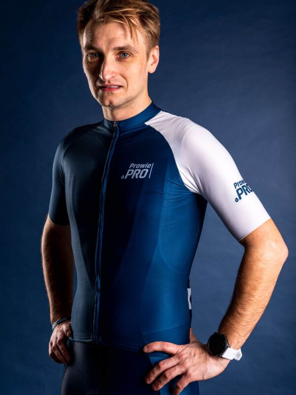 Koszulka kolarska męska Prawie.PRO 200W Aero. Granatowa
