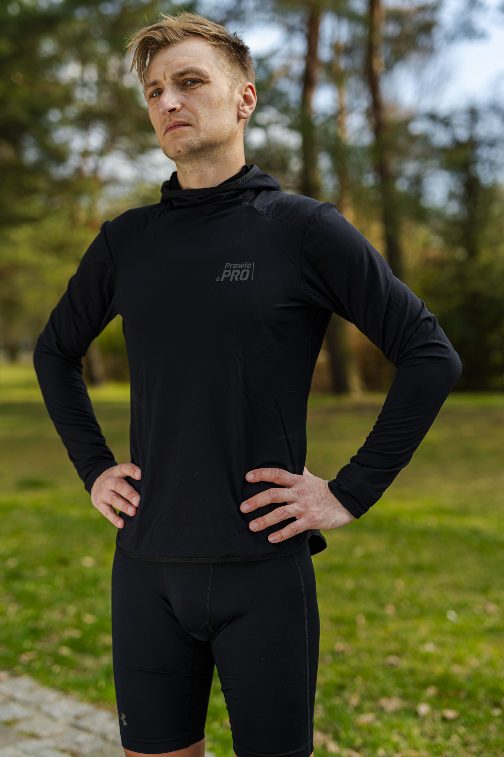 Bluza Hoodie Prawie.PRO 500 VO2 MAX Merino Unisex Czarna