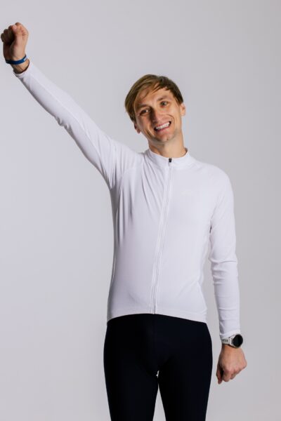 Bluza kolarska męska Prawie.PRO 190W Chillight. Biała