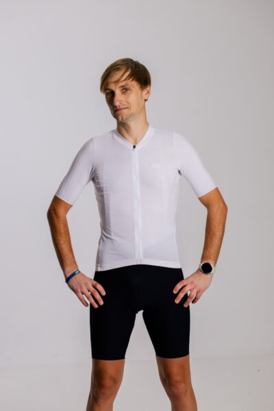 Koszulka kolarska męska Prawie.PRO 190W. Biała